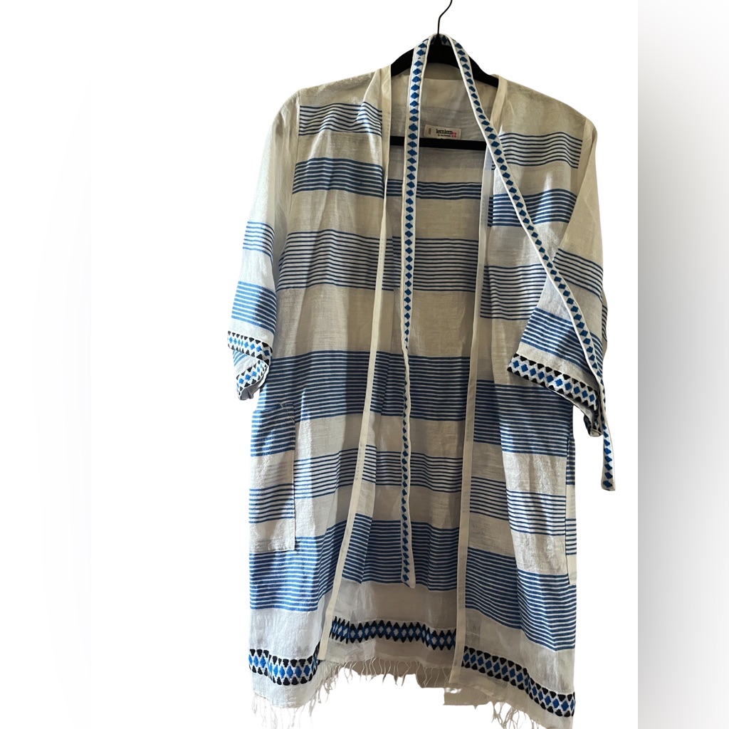 Lemlem Striped Cotton Blend Mini Wrap Dress